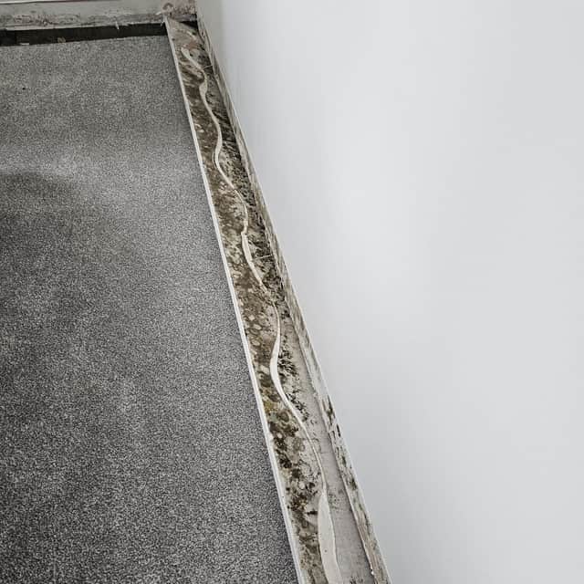 Mould behind the skirting boards. The couple have spent £400,000 on this new build home in Sheffield.