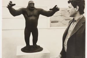 The King Kong statue made such an impact that comedian Victoria Wood wrote a song about it in 1973 while she was studying at the University of Birmingham. Meanwhile Wolverhampton Art Gallery bought a scaled-down version of the giant King Kong statue that had been on display in Birmingham, by Nicholas Munro. The photograph shows curator David Rodgers with the mini King Kong.