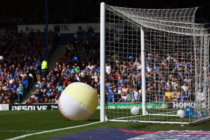 A comical moment on Saturday as a inflatable beach ball slowly makes its way into Wigan keeper Sam Tickle's net and Fratton Park genuinely celebrates like it was a goal!