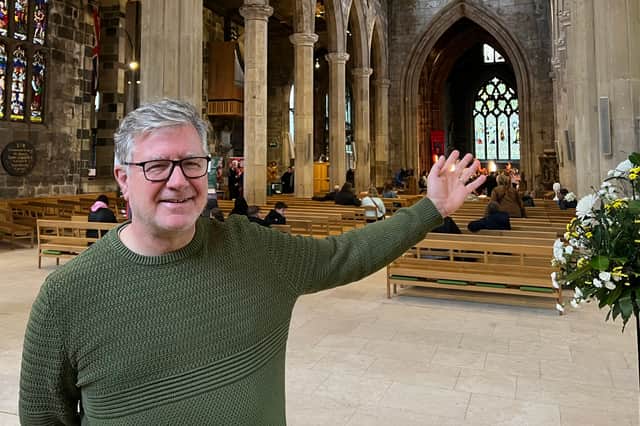 CEO of the Archer Project Tim Renshaw at Sheffield Cathedral.  