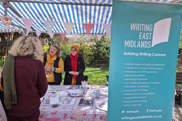 Sophie Sparham (right) at Writing East Midlands offered writers tips and advice at Wirksworth Book Festival 2024