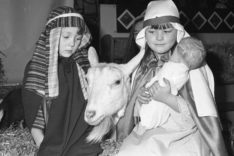 Gordon Lowson, 7, and Vicky Sullivan, 6, played Mary and Joseph in the Town End Farm Primary Nativity in December 1988.