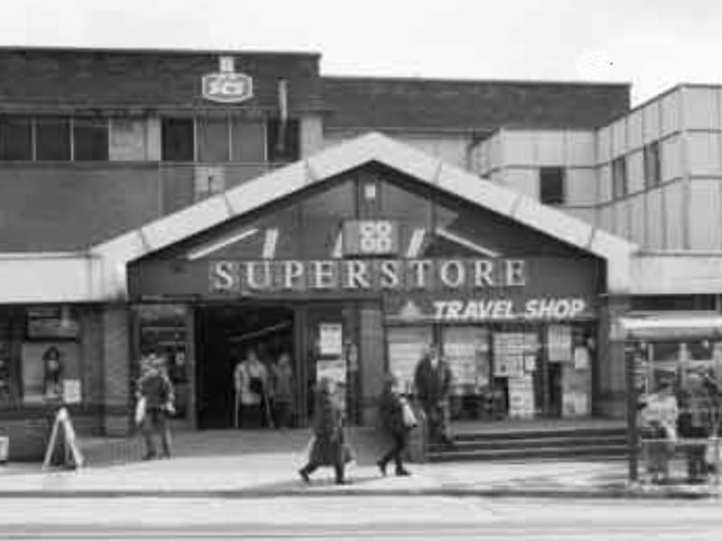 Sheffield Cooperative Society superstore and travel shop, on Middlewood Road, Sheffield, in May 1996