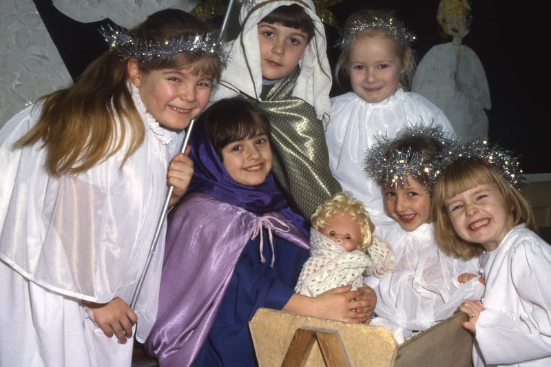 So angelic. That's these stars of the Barnes Infants School Nativity in December 1989.