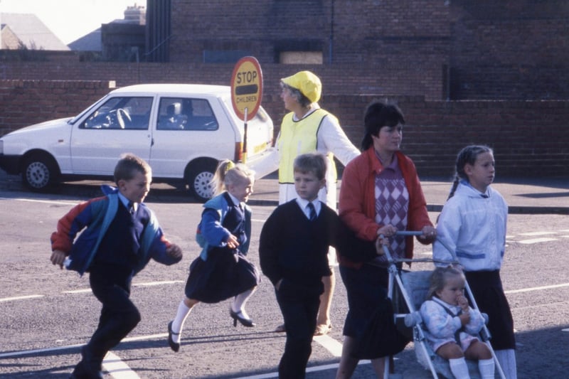 First day back at school for these Ryhope Church of England Infants pupils in September 1989.