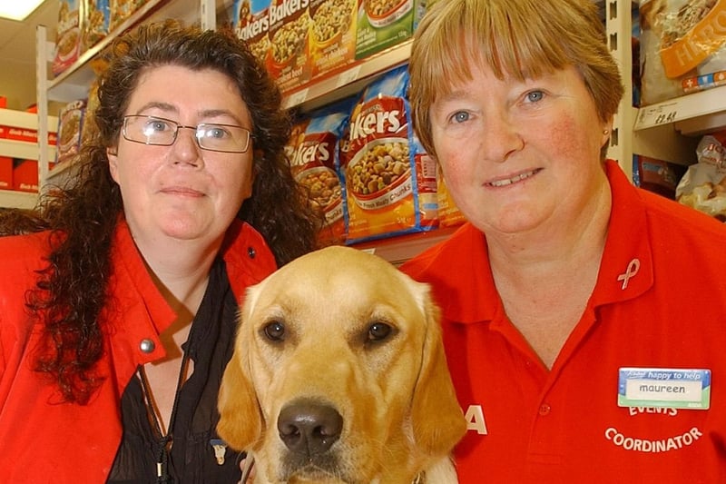 A clairvoyant night in Washington saw £490 raised for Guide Dogs in September 2006.
Asda's events co-ordinator Maureen Wallwork, left, presented the money to Sue Boyle who was there with her guide dog Oats.