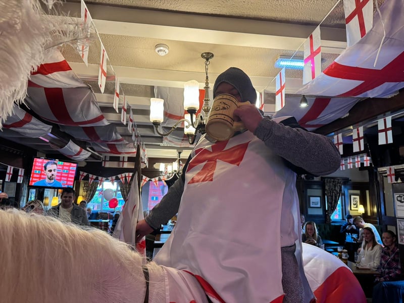 Chris said: "We make every effort at the Boars Head to celebrate the Patron Saint of England, Saint George. We are an English pub in an English town serving English feed."