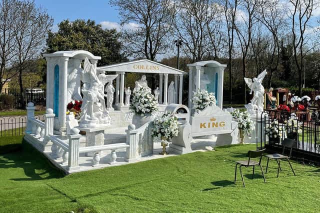 The 37-tonne memorial to Willy Collins, at Shiregreen Cemetery in Sheffield, was built from Italian Carrara marble at a reported cost of around £200,000