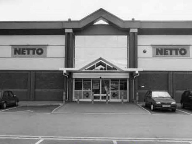 Netto supermarket, at Queens Road Shopping Centre, Sheffield in 1995. The shopping centre was built on the site of the former Corporation bus depot.
