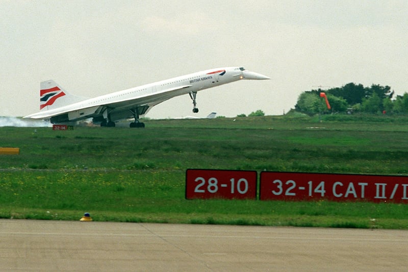 Going supersonic. Concorde lands at the airport in May 1999.