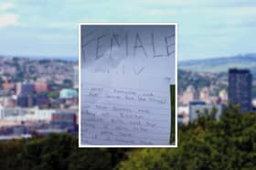 An anonymous note was left on a bench in Sheffield, addressed simply to 'female only'. Letter: instagram.com/mrryansampson