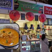 Lemongrass Thai Street Food, at the Moor Market, in Sheffield city centre, and, inset, the delicious crab meat red curry