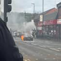 A car fire in Hillsborough, Sheffield, has caused travel mayhem.