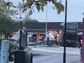The scene on Monday night, immediately after the bus crash at Crystal Peaks bus garage