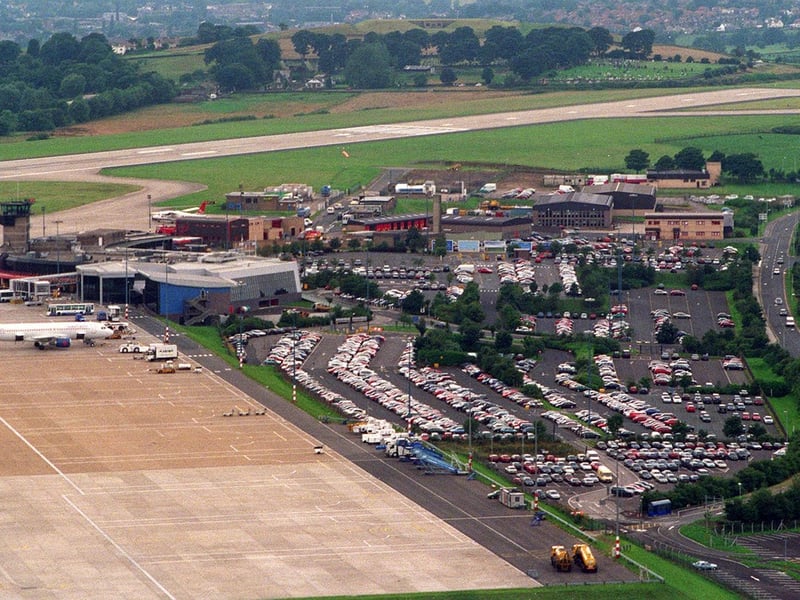 An aerial view of the airport from August 1998.