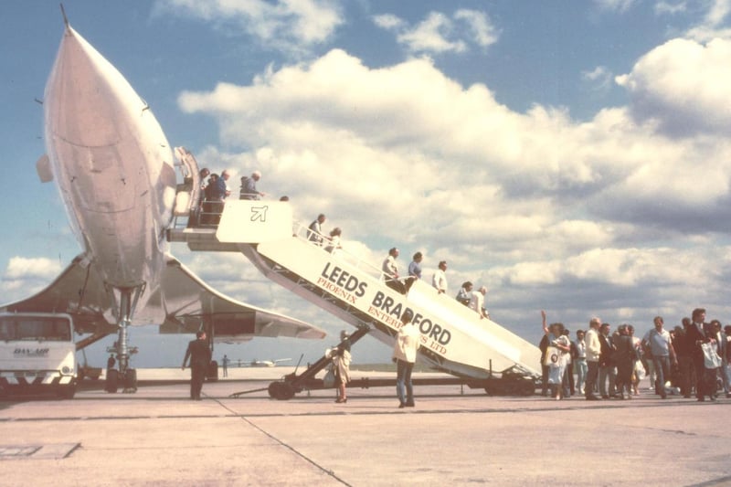 Passengers disembark Concorde in May 1995.