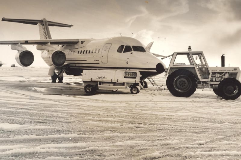 Snow and ice makes for difficult flying conditions in December 1990.