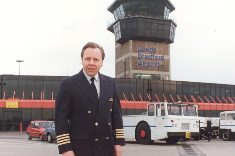 Pilot Peter Clapham pictured on the apron as he prepares for the launch of new airline Yorkshire European Airways in  January 1993.