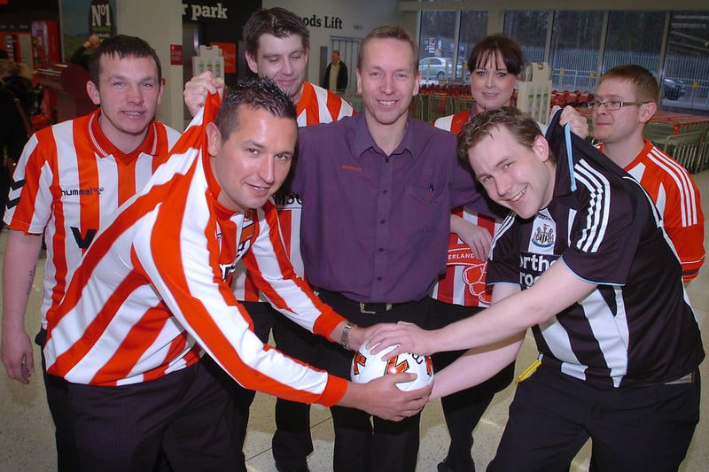 It was all to play for at Sainsbury's Sunderland North in April 2013.
Neil Whales, Simon Harle and Kevin Robb wore their football shirts in store to fundraise ahead of the Sunderland-Newcastle derby.