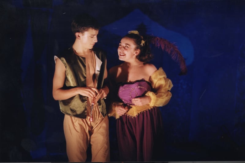 Leeds Girls' High School and Leeds Grammar were preparing to stage a joint oroduction of Aladdin in December 1999. Pictured are Nick Stapley and Sarah Earnshaw. 