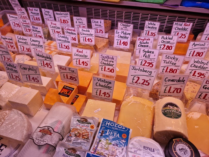 The Scottish mature cheddar, priced £1.50 for 100 grams, was among the biggest bargains at Dearne Farm Foods