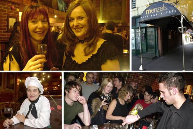 Menzels, clockwise from top right: Fiona Firth, left, and Jo Davison having fun, March 21 2002; Menzels entrance in 2003; franchisee Monica Caravello, October 23 2001; cocktail competition at Menzel's, November 2003.