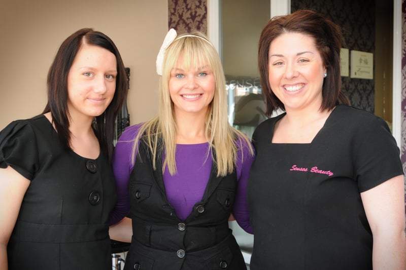 Rachel Field, Rachel Howe, and Jennifer Hay pictured at Rachel's hair salon in September 2011.