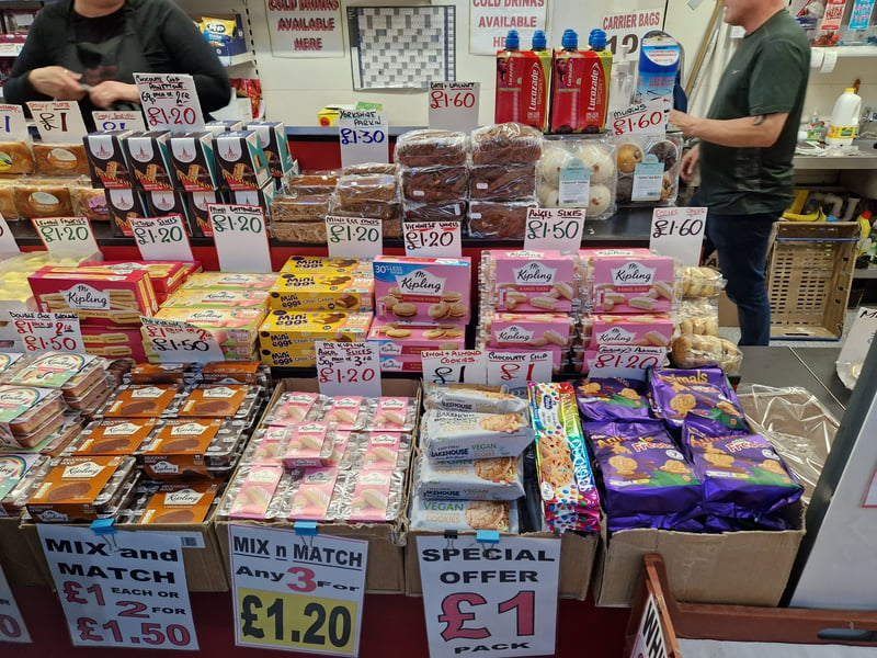 A pack of eight Mr Kipling Angel Slices was priced £1.50 at Punch Stores, which Mark Holmes said was a fraction of what you would pay in a supermarket