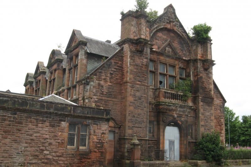 The Lesser Burgh Hall is listed for its distinctive Scottish Renaissance details. Down by Victoria Park, it's one of the most prominent derelict buildings in the West End.