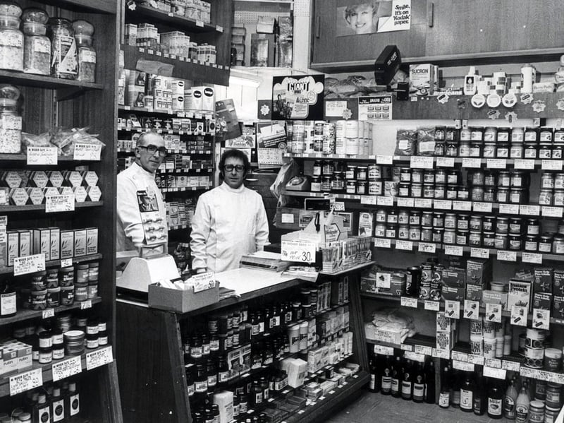 Cyril Wall, manager, left, and John Knight at the Wicker Herbal Stores, Sheffield, in February 1982