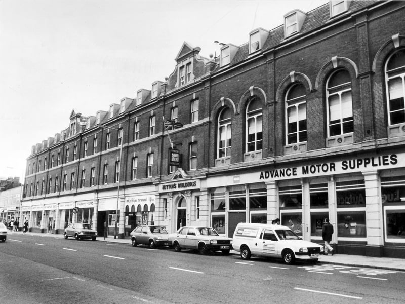 Advance Motor Supplies, on West Street, Sheffield city centre, in August 1982