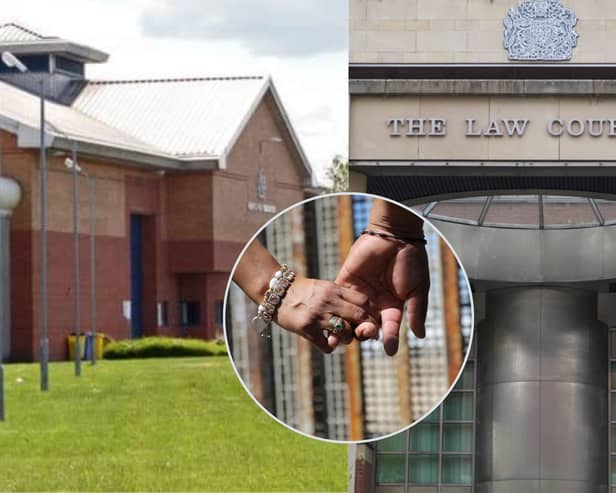 Sheffield Crown Court heard how during the course of their three-month relationship while she was a custody manager at HMP Marshgate in Doncaster, Lauren Miller gave the inmate, with whom she was in a sexual relationship, preferential treatment in a number of ways. Inset picture posed by models 
