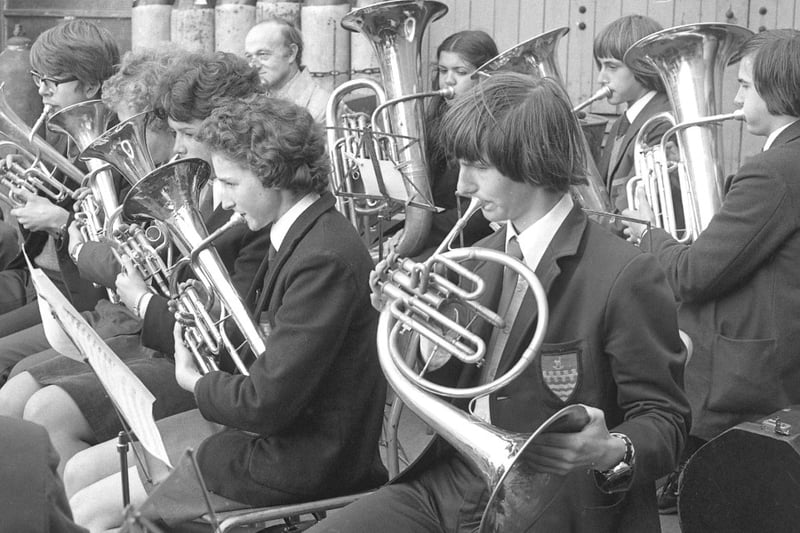 Music lessons were great unless you were tone deaf.
These members of the Sunderland Schools Band were experts in the field and here they are practising in Southwick in October 1985.