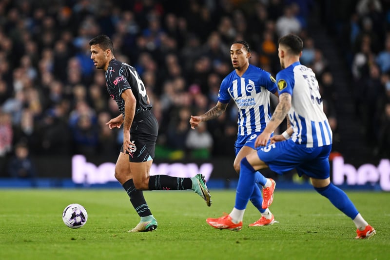 Back to his best and Rodri dictated the pace and flow of proceedings from midfield, especially in the first half. He was fortunate not to conceded a penalty at the start of the second half for a pull on Gross, though.