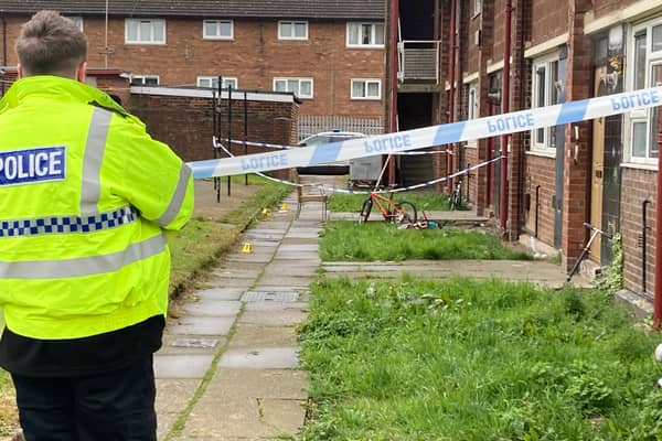 A number of flats in Lowedges Road, Lowedges, Sheffield are cordoned off this morning (April 25) with residents reporting there were sounds of gunshots overnight.
