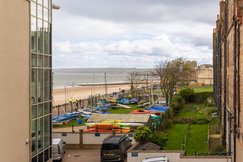 The view along the promenade at Portobello Beach from the lounge of this Bath Street property.