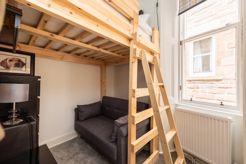 The second bedroom is located to the side and has been cleverly designed with double platform bed with storage below, this space could also be utilised as a home office/study. 