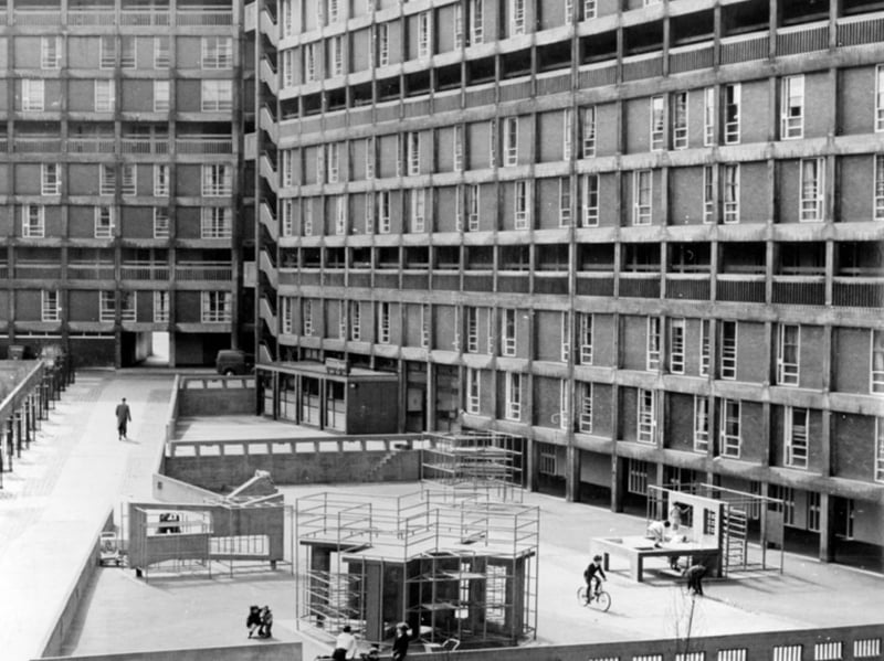 Park Hill flats and playground during the 1960s