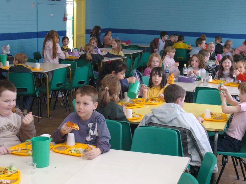 The school dining room  at the Southey Green primary school in 2005. Photo: Barry Richardson