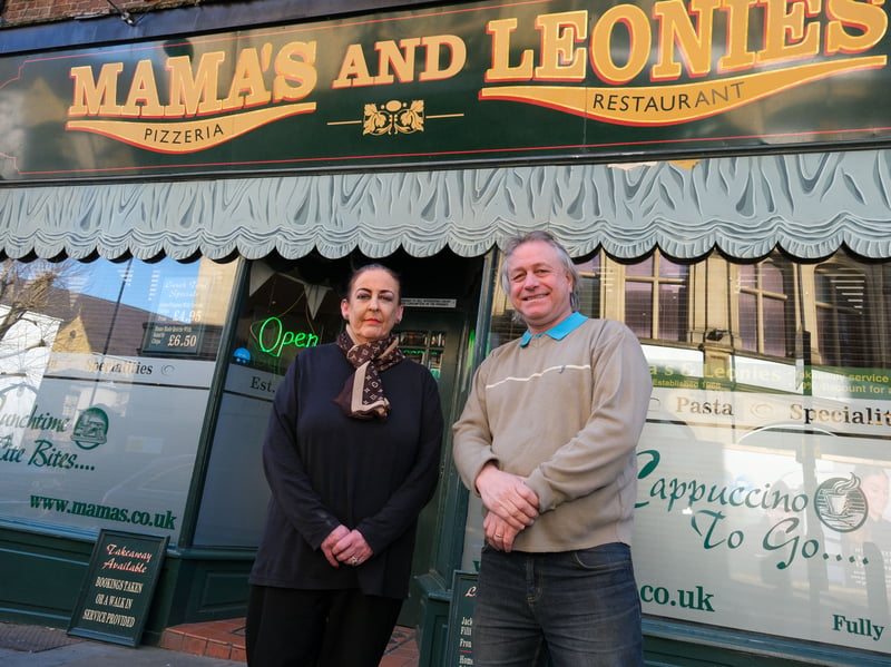 Mama's and Leonie's, on Norfolk Street, in Sheffield city centre, was founded in 1968 and claims to have been Sheffield's first pizzeria. Popular with theatregoers and stars of the stage alike, given its proximity to The Crucible and Lyceum, it has an average rating of 4.5 from more than 950 Google reviews. Pictured outside are owners Catherine and John Hall