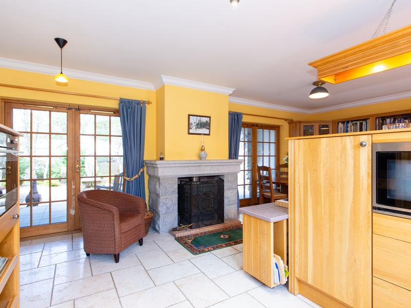 Interiors: A grand reception hall impresses with an ornate oak staircase and panelling. It leads to a large lounge and sun room, as well as a rear open-plan kitchen and family room with two sets of French doors to the outside. Upstairs, the spa has a private balcony, and all bedrooms are ensuite.