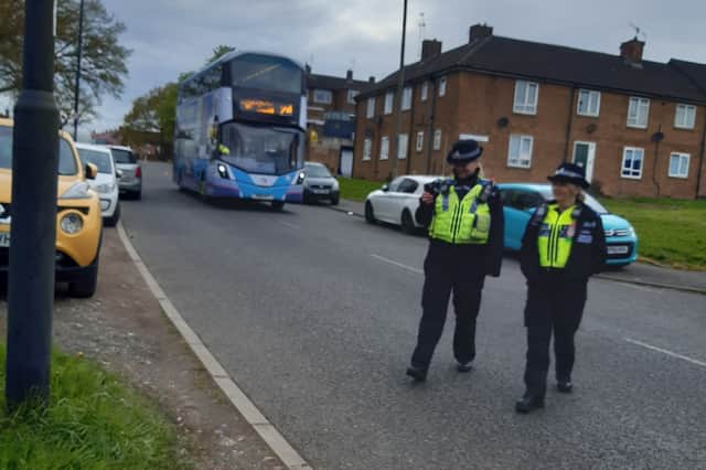 Police patrolling Lowedges after the shooting. Photo: South Yorkshire Police