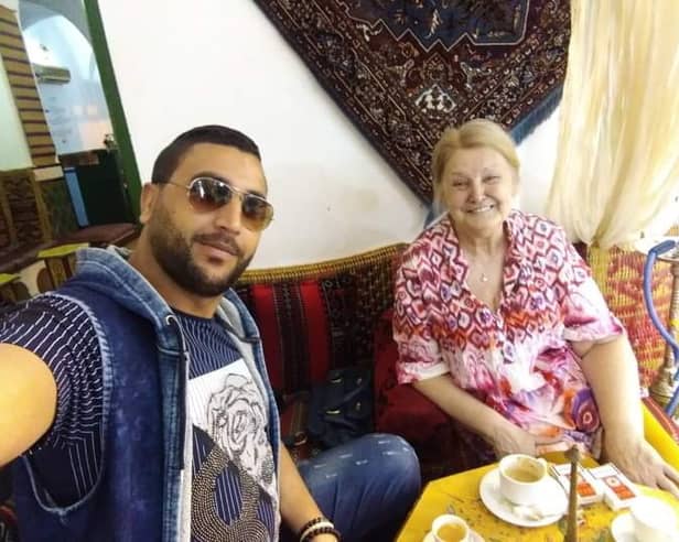 Rotherham teacher Christine Haycox, 73 and Hamza Dridi, 39  have married and set up home in Tunisia after meeting online. Photo: Christine Haycox / SWNS