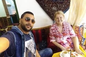 Rotherham teacher Christine Haycox, 73 and Hamza Dridi, 39  have married and set up home in Tunisia after meeting online. Photo: Christine Haycox / SWNS