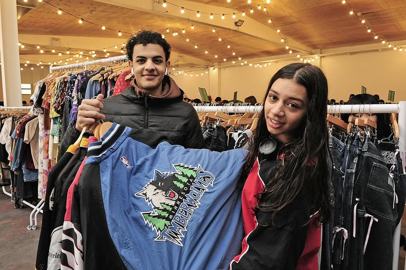 Yazan Mk and Jennah Bowen check out some of the jackets for sale