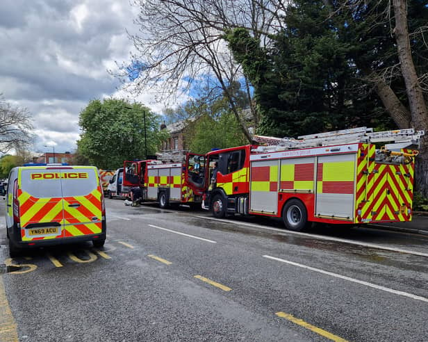 Residents were taken to hospital after a fire at a house on Ecclesall Road, which was closed for three hours. Picture shows fire engines at the scene. Picture: David Kessen, National World