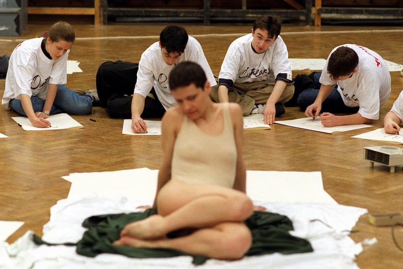 Sixth form art students get to grips with life drawing in a class organised by the Royal Academy of Arts. Pictured in March 1998.