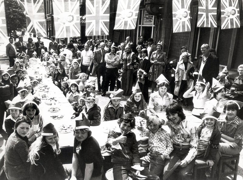 Residents turn out for a street party on the Wicker, Sheffield, to celebrate the Queen's Silver Jubilee in June 1977