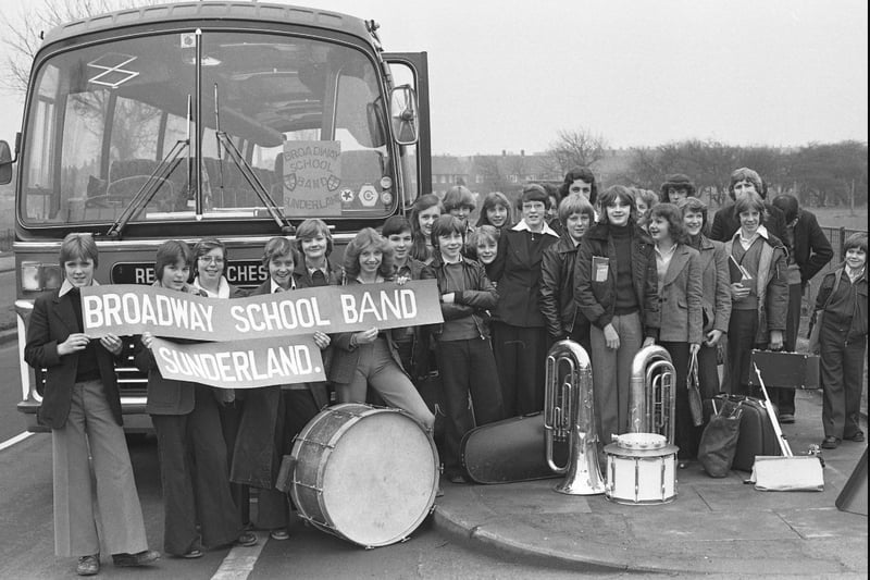 Members of the Broadway School band before they boarded the bus to Luckton Boys School in Essex in 1978.
It was the first part of an exchange visit between the schools.