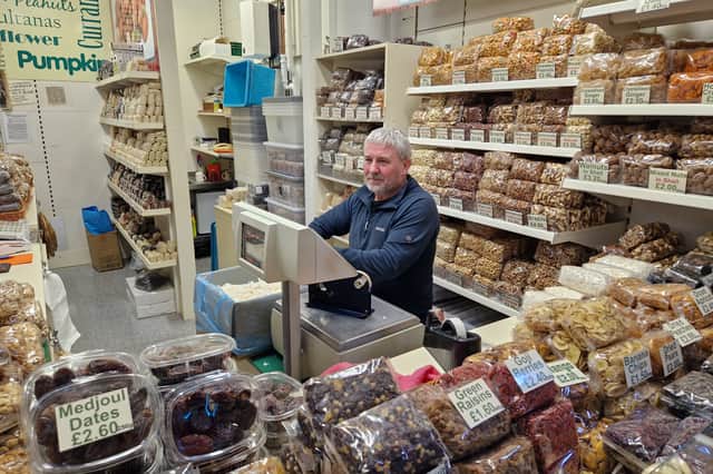 Malcolm Davis has worked at The Nut Bar stall for more than 40 years, at both the old Castle Market and the Moor Market